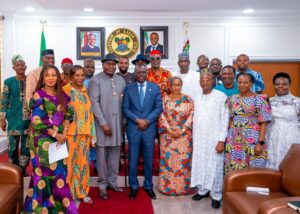 GOVERNOR SANWO-OLU RECEIVE MEMBERS OF NATIONAL TECHNICAL COMMITTEE OF NATIONAL FESTIVAL OF ARTS AND CULTURE (NAFEST) AT LAGOS HOUSE, ALAUSA ON THURSDAY, JULY 28, 2022.