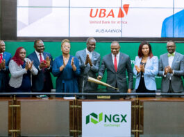 During the visit of recently appointed UBA’s executive management and ceremonial strike of the closing gong at the floor of the Exchange by Mr. Alawuba