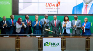 During the visit of recently appointed UBA’s executive management and ceremonial strike of  the closing gong at the floor of the Exchange by Mr. Alawuba