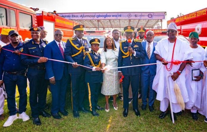 Governor Sanwo-Olu Commissions New Fire Fighting Trucks At The Sports Ground At Lagos House, Alausa
