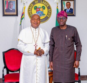 PhotoNews: Governor Sanwo-Olu Meets The Prelate, Methodist Church Nigeria, Archbishop Oliver Abah At Lagos House, Marina