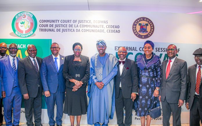 GOV. SANWO-OLU, CJN, HON. JUSTICE KEKERE-EKUN AT THE ECOWAS COURT OF JUSTICE OPENING CEREMONY OF SENSITISATION OUTREACH AND EXTERNAL SESSIONS, HELD AT EKO HOTELS AND SUITES, V.I IN LAGOS ON MONDAY, MAY 5, 2025