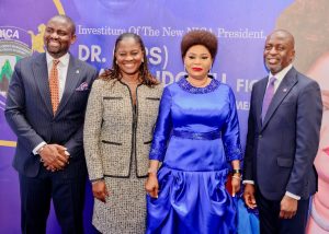 L–R: Kayode Lawal, Managing Director/CEO, Polaris Bank, receives the Professional Fellowship certificate from Dr. Markie Idowu, President of the Nigerian Institute of Credit Administration (NICA), during the Institute’s investiture ceremony.