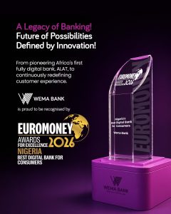 Wema Bank Crowned Nigeria’s Best Digital Bank For Consumers 2026 By Euromoney