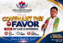 Covenant Day Of Favour: Apostle Peace Babalola Announces September 6 Miracle Service