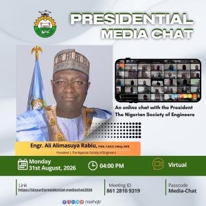 NSE Presidential Media Chat: Engr. Ali Alimasuya Rabiu To Engage Journalists, Professionals in Virtual Session