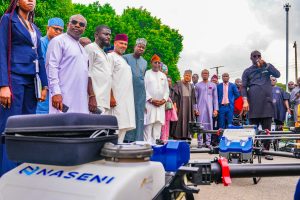 L-R: Hon. Minister of Information and National Orientation, Mr. Mohammed Idris Malagi (4TH from right); Special Adviser to the President on Media and Public Communication, Chief Sunday Dare 95th from right); Special Assistant to the President on Digital Media,Otega Ogra (3rd from right) and other special dignitaries during the Presidential Communication Team's Renewed Hope National Media Tour to the National Agency for Science and Engineering Infrastructure at Idu Industrial Area Abuja on 4th August 2026.
