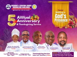 Cherubim & Seraphim Church, Ibukunoluwa Worldwide Set For 5th Anniversary, Thanksgiving Service